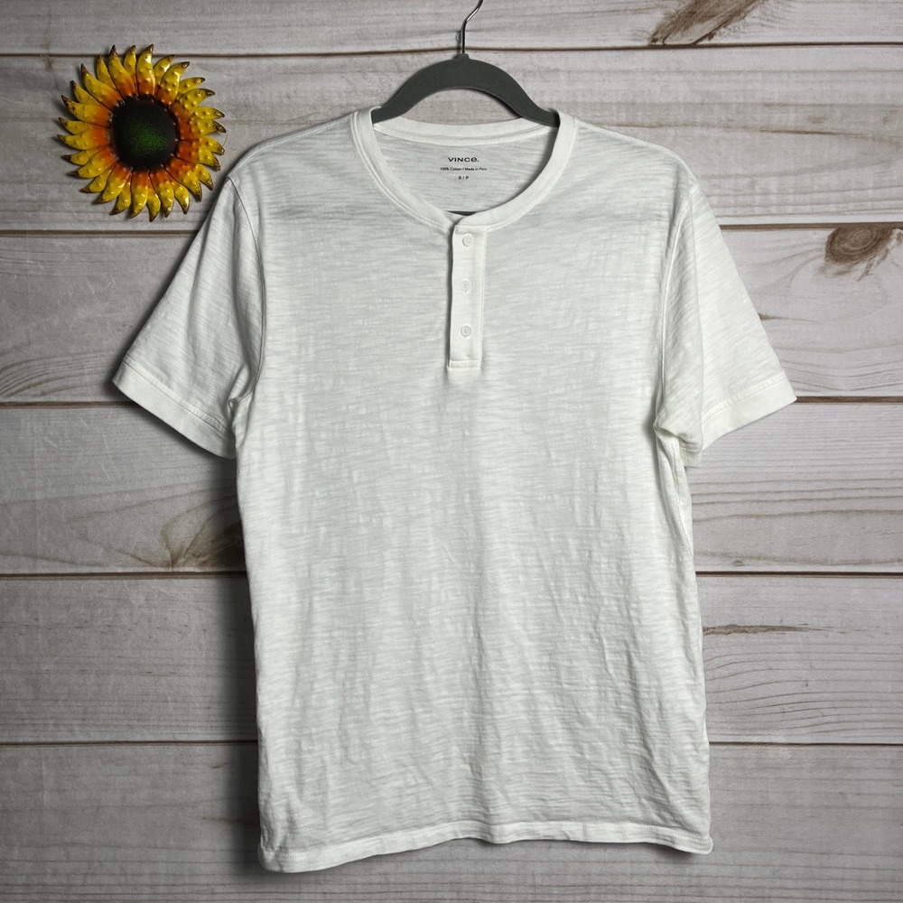Vince Mens Slub Cotton Short Sleeve‎ Henley T-Shirt Size Small